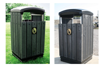 Enviropol 100 Abfallbehälter auf Gras - Enviropol 100 Abfallbehälter in schwarz auf Betonboden befestigt